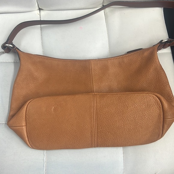 Vintage Fossil Brown Leather Shoulder Bag Saddle Tan Zip Top - Picture 4 of 6